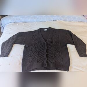 Sunday Best Dark Brown Cable Knit Cardigan
